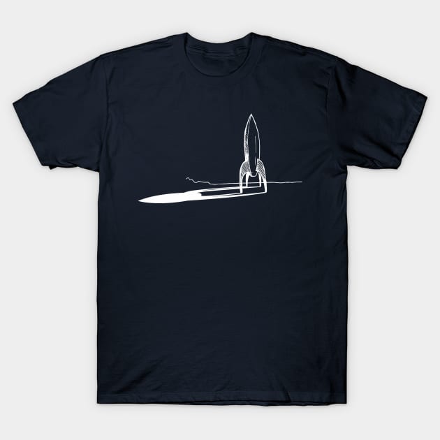 Super Retro Classic Rocket Line Art T-Shirt by callingtomorrow